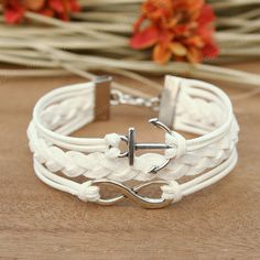 Infinity bracelet  white anchor bracelet bracelet for by mosnos, $7.99 Karma Bracelet, Anchor Bracelet, Paracord, Bracelet Gift, Infinity Bracelet, Gifts For Girls, Rope Bracelet