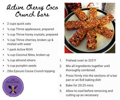 the recipe for an active cherry coco crunch bar