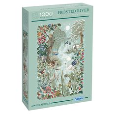 a puzzle box with an image of a forest scene