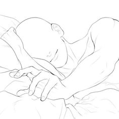 a black and white drawing of a person sleeping