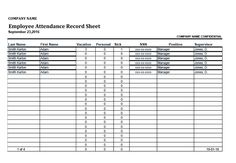 an employee attendance sheet for employees to record their work hours and time in the office