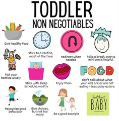 a poster with the words toddler non negotiables