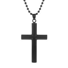 A cool steel cross necklace. This black engravable faith necklace is a unique gift for him that he'll wear daily. He'll love the simplicity of this piece. Coordinates Jewelry, Stainless Steel Cross Pendant, Faith Necklace, Family Tree Necklace, Steel Cross, Unique Gifts For Him, Monogram Jewelry, Cz Stud Earrings, Bead Chain