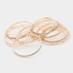 17PCS - Rhinestone Rose Gold Metal Bangle BraceletsItem: Bracelet Set Brand: Jennifer & CompanySize: 1.75" H, 2.75" DColor: Rose Gold, ClearStyle: BangleMetal: Alloy, Lead & Nickle Free Material: Rhinestones, Metal Theme: Fashion Rhinestone Rose, Rose Gold Metal, Bracelet Set, Gold Metal, Bangle Bracelets, Bangles, Sparkle, Rose Gold, Bracelet