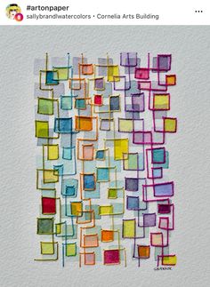 watercolor painting of squares and rectangles on white paper