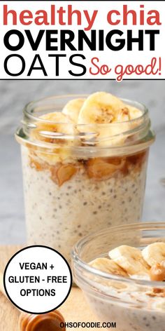 Text reads Healthy Chia Overnight Oats Creamy Overnight Oats, Overnight Oats With Chia, Chia Overnight, Overnight Chia