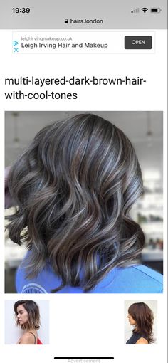 Cool Tone Highlights, Ash Brown Hair With Highlights, Highlights Brunette, Tone Highlights, Medium Length Brown Hair, Grey Hair Transformation, Hair Color Options, Balayage Hair Dark, Blending Gray Hair