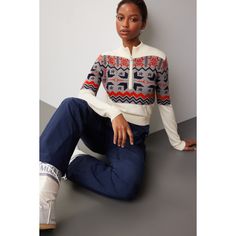 White graphic knit (100% Merino wool). Sweater. Long sleeves. Quarter zip. Front zipper closure. 14.5" from shoulder to hemline. Imported. Quarter Zip Sweater, Rent The Runway, Closet Designs, Perfect Moment, Merino Wool Sweater, Wool Sweater, Off Duty, Wool Sweaters, Front Zipper