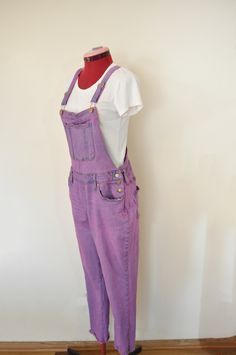 Item# 231126 I have been dying denim regularly - I just started dying other items like these overalls.  They have been a big hit! ABOUT OVERALLS: Overalls are loose fitting. The waist measurement is about 1-2 inches larger than what you would normally wear.  Adult Small  32-34" waist.  Medium  34-36" waist,  Large 36-38 waist and  XL are 38-42 waist.  DETAILS Upcycled Denim Bib Overalls "Universal Thread" Brand 99% Cotton/1%Spandex Dyed Pink Mock Fly Woman's Size Medium (10/30R) Measurements: Overall Pants, Pink Overalls, Pink Dye, Overalls Men, Mens Overalls, Waist Measurement, Bib Overalls, Upcycled Denim, Overalls Women