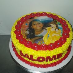 there is a cake with a picture on it