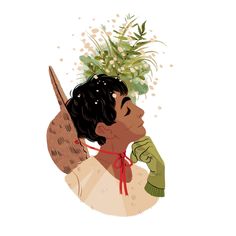 an illustration of a woman with flowers on her head