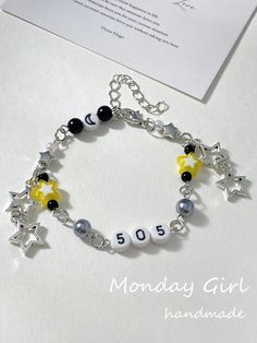 1pc Fashionable Sweet Star Moon Number Beaded Bracelet, Handmade Women Bracelet For Daily Wear And Parties Yellow    Stone     Women Fashion Jewelry, size features are:Bust: ,Length: ,Sleeve Length: Moon Number, Number Beads, Women Bracelet, Bracelet Women, Star Moon, Yellow Stone, Watches Women Fashion, Bracelets Handmade Beaded, Prom Party