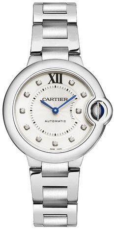 Model # W4BB0021 New Catier Ballon Bleu Women's Watch for Sale - Free Shipping - With Manufacturer Serial Numbers - Swiss Made - Guilloche Silver Dial - Diamond Hour Markers     Carat Total Weight 0.05 - Blued Steel Sword-shaped Hands - Polished Stainless Steel Bezel - Fluted Crown Set with a Synthetic Cabochon Spinel - Self-winding Automatic Movement - 3 Year Warranty - Guaranteed Authentic - Certificate of Authenticity - Manufacturer Box & Manual - Polished Stainless Steel Case - Polished with Brushed Stainless Steel Bracelet - Scratch Resistant Sapphire Crystal - 30 Meters / 100 Feet Water-Resistant - 33mm = 1 1/4" Case, 6" Adjustable Bracelet - Case Thickness: 9.96mm - Fixed Bezel - Push & Pull Crown - Stainless Steel Deployment Buckle - Free Bracelet Sizing     Also Known As Model # 4 Cartier Womens Watch, Cartier Ballon Bleu, Free Bracelet, Blue Steel, Women's Watch, Brushed Stainless Steel, Watch Sale, Swiss Made, Steel Bracelet