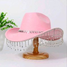 I Have For Sale A Gorgeous Pink Fringe And Rhinestone Western Cowboy/Cowgirl Hat. This Hat Is New With Tags. You Will Definitely Be The Talk Of The Group As You Turn Heads With This Beautiful Hat. Don't Miss Out On This Great Buy And Free Shipping. Decorated Cowboy Hats, Glitter Cowgirl Hat, Pink Cowgirl Hats, Cowgirl Birthday Party Decorations, Rhinestone Cowgirl Hat, Pink Cowgirl Hat, Brown Cowboy Hat, Rhinestone Cowgirl, Pink Cowboy Hat