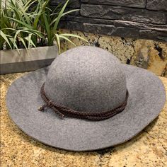 Brand New! Never Wore! Tags Attached! Peyton Jensen Floppy Hat With Braided Brown Detail. Casual Gray Brimmed Sun Hat, Casual Wide Brim Hat In Gray, Casual Wide Brim Gray Hat, Casual Gray Wide Brim Hat, Casual Wide Brim Gray Sun Hat, Casual Gray Wide Brim Sun Hat, Gray Adjustable Felt Hat For Fall, Adjustable Gray Felt Hat For Fall, Gray Brimmed Sun Hat For Vacation