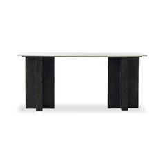 a black and white table with two legs