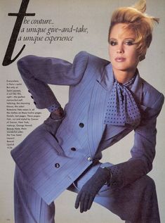 1980s power suit women - Google Search Editorial Suits Women, 1980s Wall Street, 80s Working Woman, 80s Suit Women, 80s Pantsuit, Fashion 80s Women, Wall Street Fashion, Colorful Suits, 1980s Fashion Trends