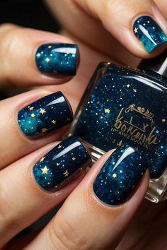 Starry Night Nails, Nails Witchy, Nail Paints, Bohol, Christmas Nail Designs, Classy Nails, Nail Art Inspiration, Holiday Nails, Nail Trends