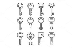 the key icon set is shown in black and white