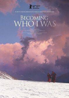 a movie poster for the film becoming who i was with two people standing on top of a snow covered hill