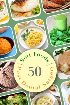 Getting dental surgery? a tooth or few teeth pulled? Been told you need to be on a soft food diet for a little while after? Well, look forward to the diet with these 50 soft food ideas carefully curated by a dental dietitian nutritionist! ENJOY! Soft Diet After Dental Surgery, Soft Food Recipes After Surgery Teeth, Soft Foods Recipes After Surgery, Healthy Soft Foods, Soft Food Ideas, Soft Food Diet, Eating After Tooth Extraction, Food After Tooth Extraction, Soft Foods To Eat