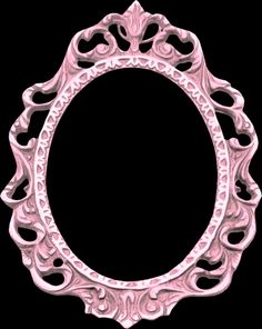 an ornate pink frame on a black background