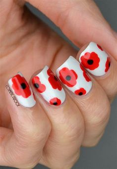 Poppy Nail Art. There are any references about Poppy Nail Art in here. you can look below. I hope this article about Poppy Nail Art can be useful for you. Please remember that this article is for reference purposes only. #poppy #nail #art Poppy Nail Art, Remembrance Day Poppy, Beautiful Nail Polish, Holiday Nail, Flower Nail Designs, Nail Style, Flower Nail Art, Remembrance Day, Nail Art Galleries