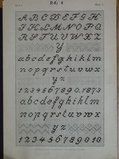 an old cross stitch pattern with letters and numbers