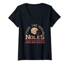 a women's v - neck shirt that says fear the spread noles football