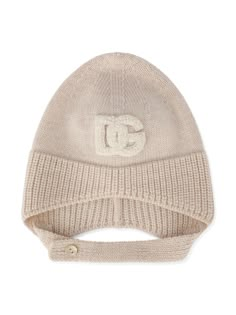 logo patch knitted hat from DOLCE & GABBANA KIDS featuring sand beige, virgin wool, knitted construction, ribbed-knit edge, logo patch to the front and side button fastening. | Dolce & Gabbana Children Logo Patch Knitted Hat Edge Logo, Knit Edge, Baby Boy Accessories, Dolce And Gabbana Kids, Knit Hats, Kids Logo, Sand Beige, Knitted Hat, Knit Outfit