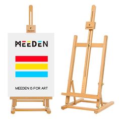 a wooden easel with a sign that says meden is for art