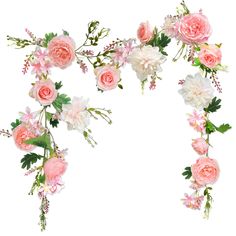 pink and white flowers arranged in the shape of letters