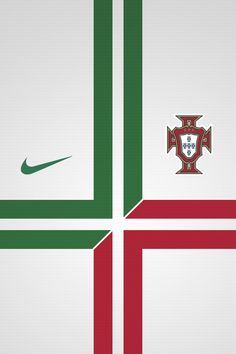 the flag of portugal is shown in green, red and white with a nike logo