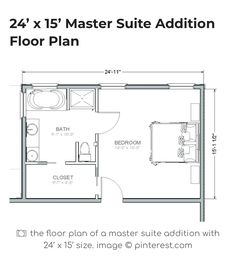 the floor plan for a master suite addition