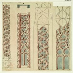 four different types of architectural designs in various stages of construction, including the design for an arch