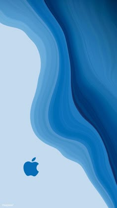 an apple logo is shown on the back of a blue background with wavy lines and waves