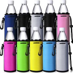 PRICES MAY VARY. Provide Trustworthy Quality: the water bottle sleeves are neoprene material, soft, flexible and lightweight, quality and stylish, keeping your hands dry and locking your water or drink cold longer Multicolor Design: the insulated bottle sleeves come in 8 colors, including gray, yellow, pink, dark pink, green, black, blue and navy blue; They will meet your need for color, enough in quantity to share with your friends Portable Size and Light Weight: the insulated glass water bottl Disposable Water Bottles, Beverage Coolers, Beverage Bottle, Water Bottle Covers, Bottle Sleeves, Glass Water Bottle, Pink Dark, Bottle Cover, Insulated Bottle