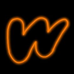 an orange neon sign with the letter w in it's center on a black background