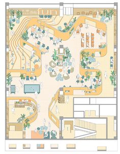 the floor plan for a hotel with an indoor pool and hot tub, dining area