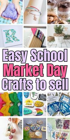 the words easy school market day crafts to sell are shown in this collage with images