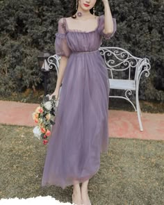 Romantic Vintage Style Purple Lavender Summer Dress Soft Girl Aesthetic Pastel Purple Dress Casual, Purple Peasant Dress, Cottage Core Purple Dress, Aesthetic Lavender Dress, Simple Purple Dress Casual, Pastel Purple Dress Aesthetic, Cute Purple Dresses Casual, Lavender Summer Dress, Purple Dresses Aesthetic