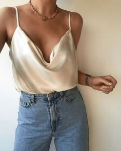 Silk Cami Top, Silk Outfit, K Fashion, Mode Inspo, 가을 패션, Mode Inspiration, Looks Vintage, Outfit Idea, Silk Top