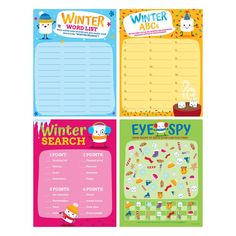 four different types of winter activities for kids