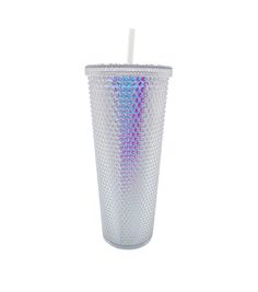 a plastic cup with a straw in it