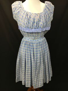 Adorable 1950's Blue & White Check Day Dress by AuburnFoxVintage on Etsy Summer Vintage Blue Dress, Blue Vintage Summer Dress, Retro Cotton Vintage Dress For Picnic, Retro Blue Dress For Picnic, Vintage Blue Summer Dress, Blue Vintage Dress For Picnic, Vintage Blue Dress For Picnic, 1950s Style Vintage Blue Summer Dress, 1950s Style Blue Vintage Summer Dress