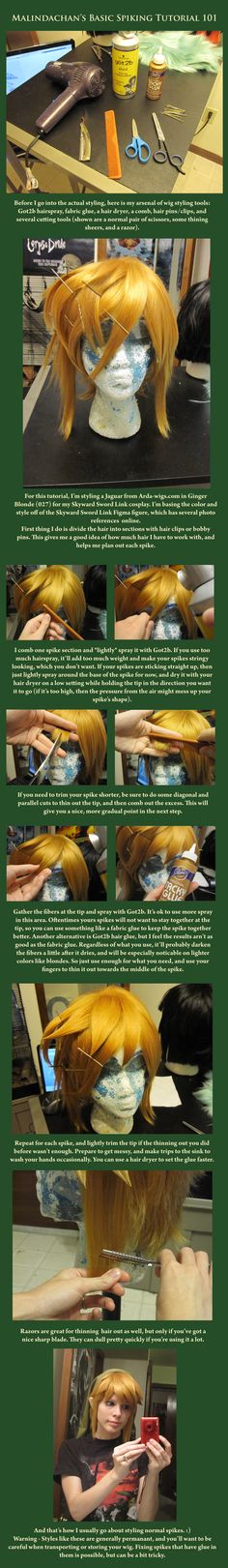 Wig Styling 101: Spiking by *Malindachan Izuku Midoriya Cosplay, Uraraka Cosplay, L Cosplay, Styling 101, Wig Tutorial, Playing Dress-up, Link Cosplay, Wig Styling