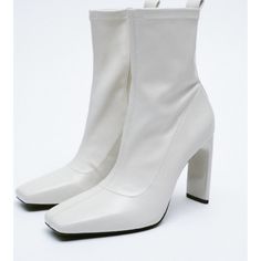 Gorgeous Off White Zara Boots Questions? Leave A Comment Below! Off White Boots, Square Toed Boots, Floral Ankle Boots, Silver Block Heels, Square Toe Ankle Boots, Low Heel Ankle Boots, Kitten Heel Boots, Zara Boots, Zara Heels