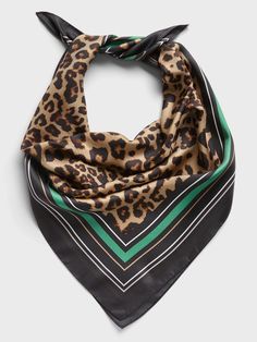 Leopard Print Silk Scarf | Banana Republic Elegant Square Headscarf, Chic Square Silk Scarves, Chic Multicolor Scarves For Fall, Chic Multicolor Fall Scarves, Trendy Black Silk Square Scarf, Trendy Black Square Silk Scarf, Elegant Brown Silk Scarf For Summer, Chic Square Scarves For Spring, Trendy Brown Silk Scarf For Spring