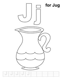 the letter j for jug worksheet with an image of a pitcher and letters