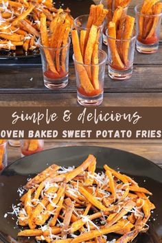 baked sweet potato fries with parmesan cheese on top